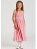 Pink Chiffon Beaded Tea Length Flower Girl Dress 